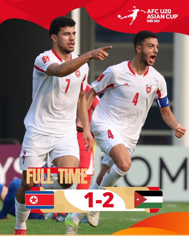  U20亞洲杯B組：朝鮮1-2不敵約旦，兩輪1分暫列B組末尾