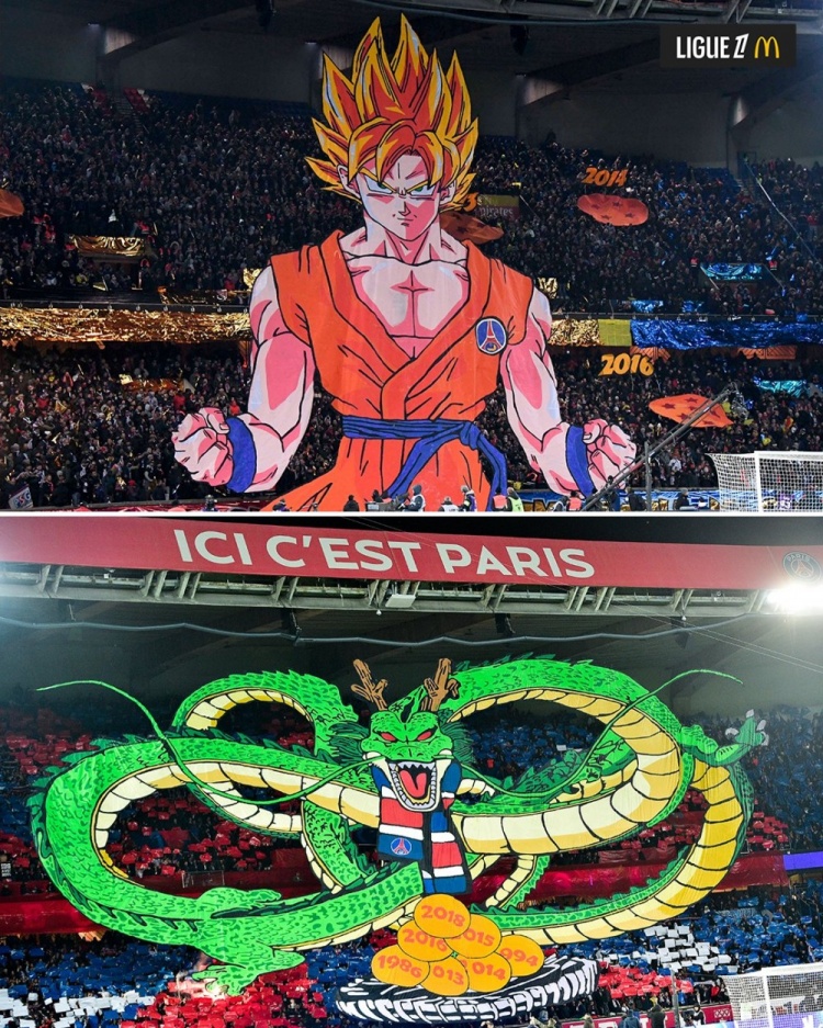  逝世一周年，法甲官推曬昔日巴黎主場龍珠TIFO：鳥山明經(jīng)典永存