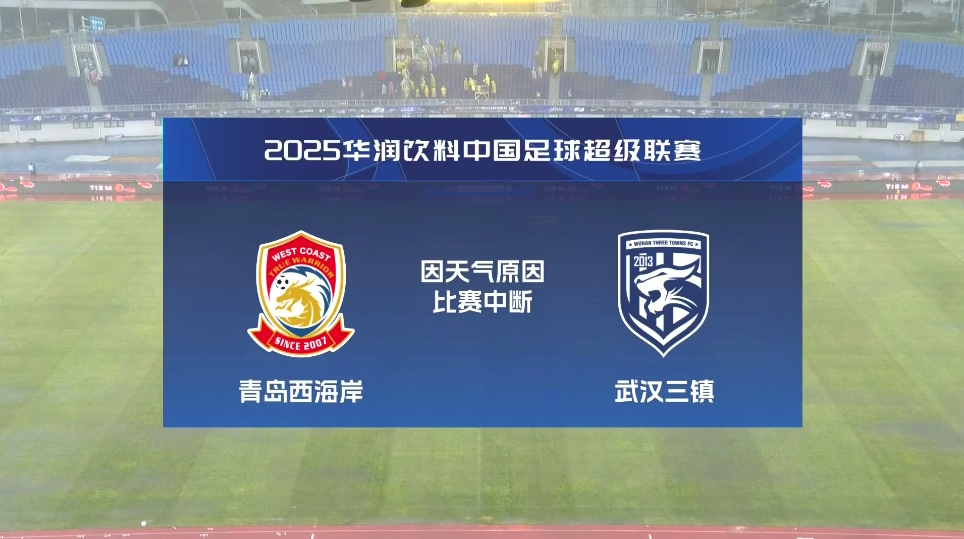  比賽延期！青島西海岸vs武漢三鎮(zhèn)進(jìn)行至18分鐘，因天氣中斷30分鐘