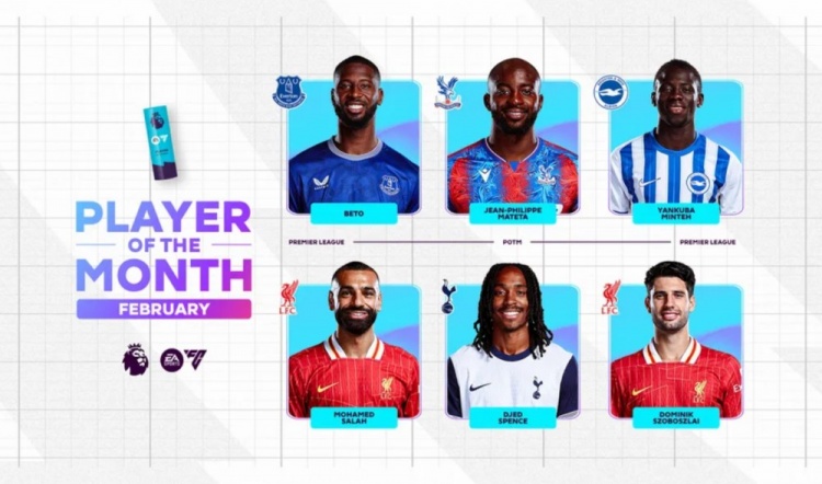  英超2月最佳候選：貝托、馬特塔、明特、薩拉赫、斯賓塞、索博