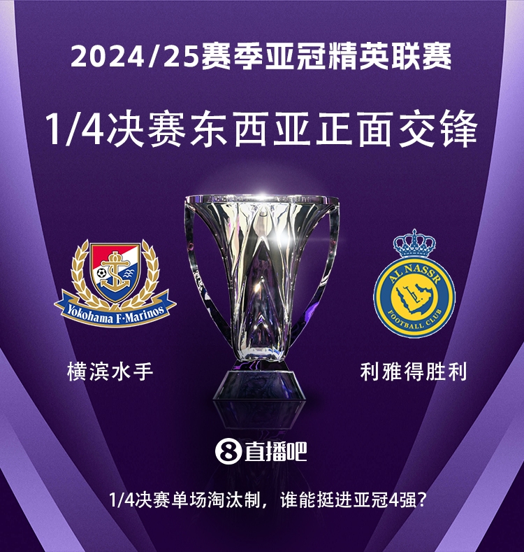  亞冠1/4決賽對(duì)陣：利雅得勝利vs橫濱水手，C羅vs安德森-洛佩斯！