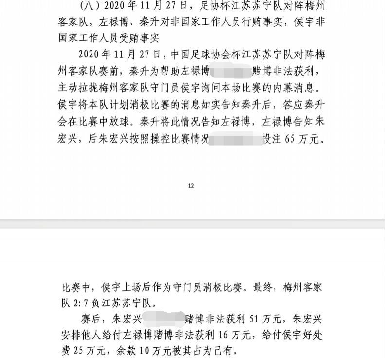  網(wǎng)傳判決書：足協(xié)杯梅州2-7江蘇，梅州門將侯宇收25萬消極比賽