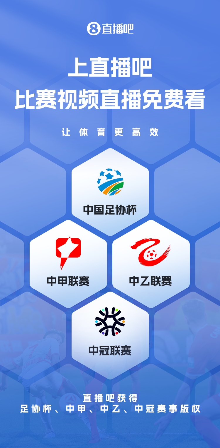  官宣！直播吧獲足協(xié)杯、中甲、中乙、中冠賽事版權(quán)，免費視頻直播