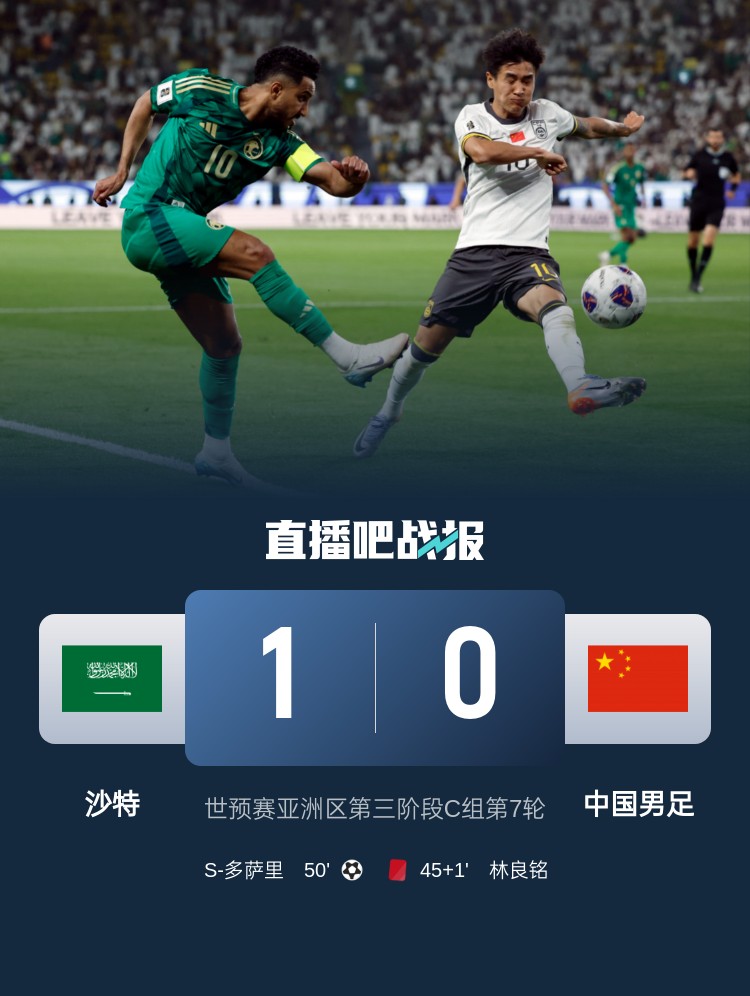  1-0小勝國(guó)足終結(jié)沙特在18強(qiáng)賽191天的進(jìn)球荒，上次進(jìn)球也是戰(zhàn)國(guó)足